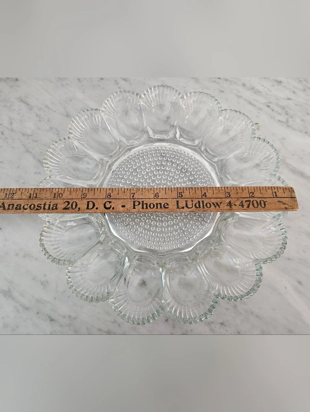 Vintage Indiana Glass Hobnail Deviled Egg Plate Clear Glass 12 Slot Serving Tray